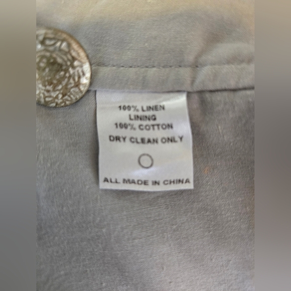 Linen Floral Bohemian Cropped Lined Blazer Quiet Luxury Neutral Size 10 - Picture 11 of 12